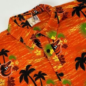 Baltimore‎ Orioles Hawaiian Shirt Youth XL Orange Aloha Button Up MLB SGA